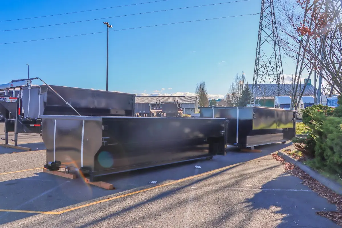 Roll-off dumpster ready for waste disposal at job site for 20 Yard Dumpster Rental in Eagle